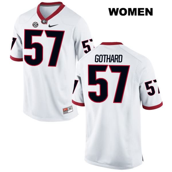 Georgia Bulldogs Women's Daniel Gothard #57 NCAA Authentic White Nike Stitched College Football Jersey FJV8656GL